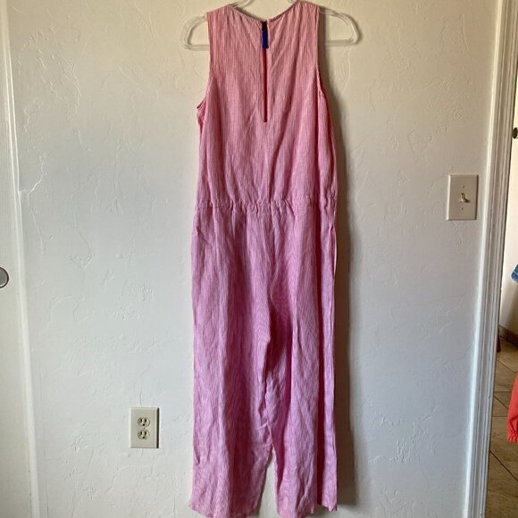 Joules Womens Romper Jumpsuit Angela Linen Pink White Striped Sleeveless - Picture 8 of 10
